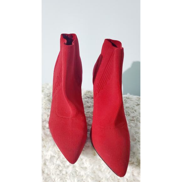 Mia Red High Heel Sock Boot Size 8.5 Holidays Office Minimalist Sexy Western - Picture 3 of 7